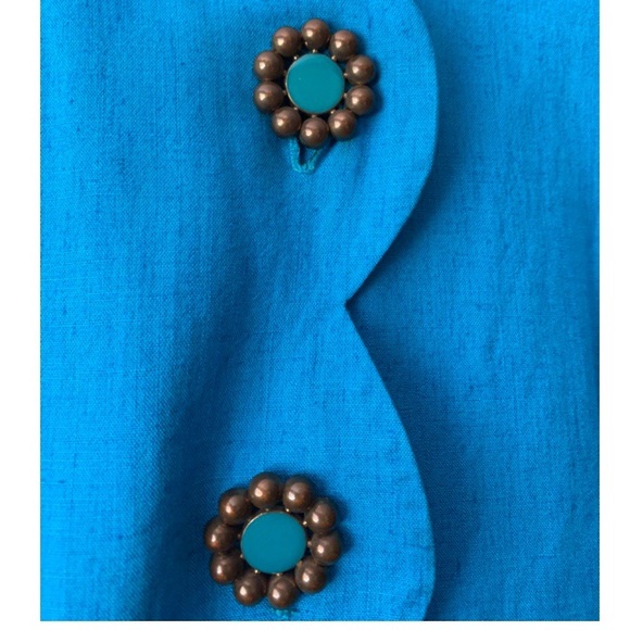 Vintage Positive Attitude Blue Midi Dress Linen - Picture 2 of 5